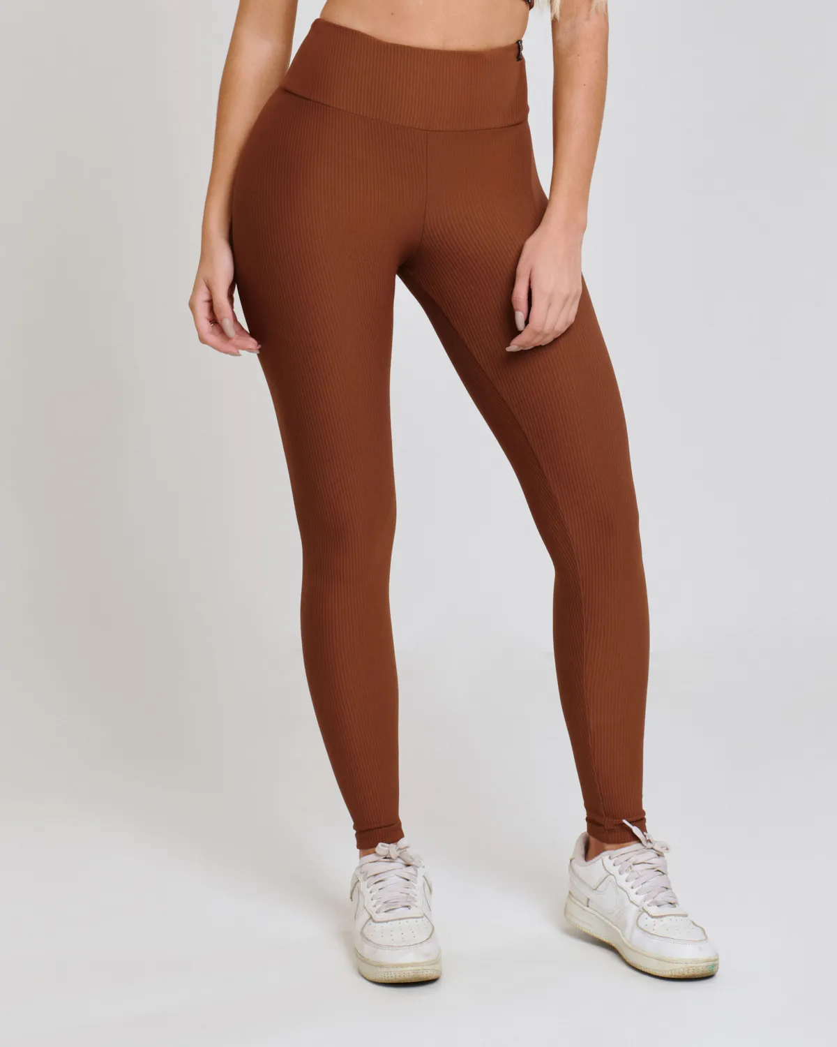 Calça Legging Canelada Eleva Marrom Tamanho:P;Cor:Marrom