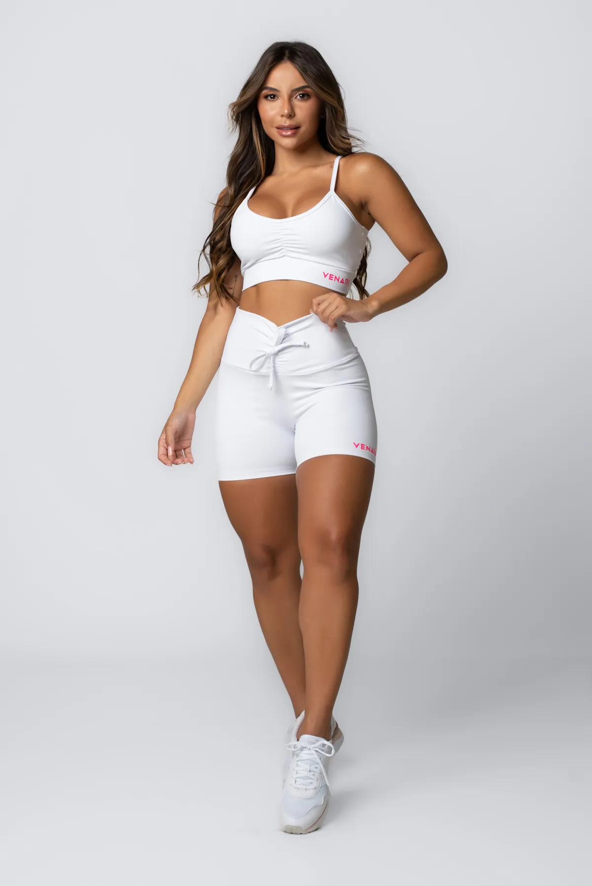 Short Com Cadarço Branco